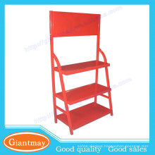 retail shop red color lubricants flooring metal oil display stand